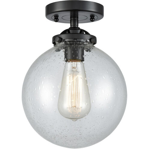 Nouveau Large Beacon 1 Light 8 inch Oil Rubbed Bronze Semi-Flush Mount Ceiling Light in Seedy Glass, Nouveau