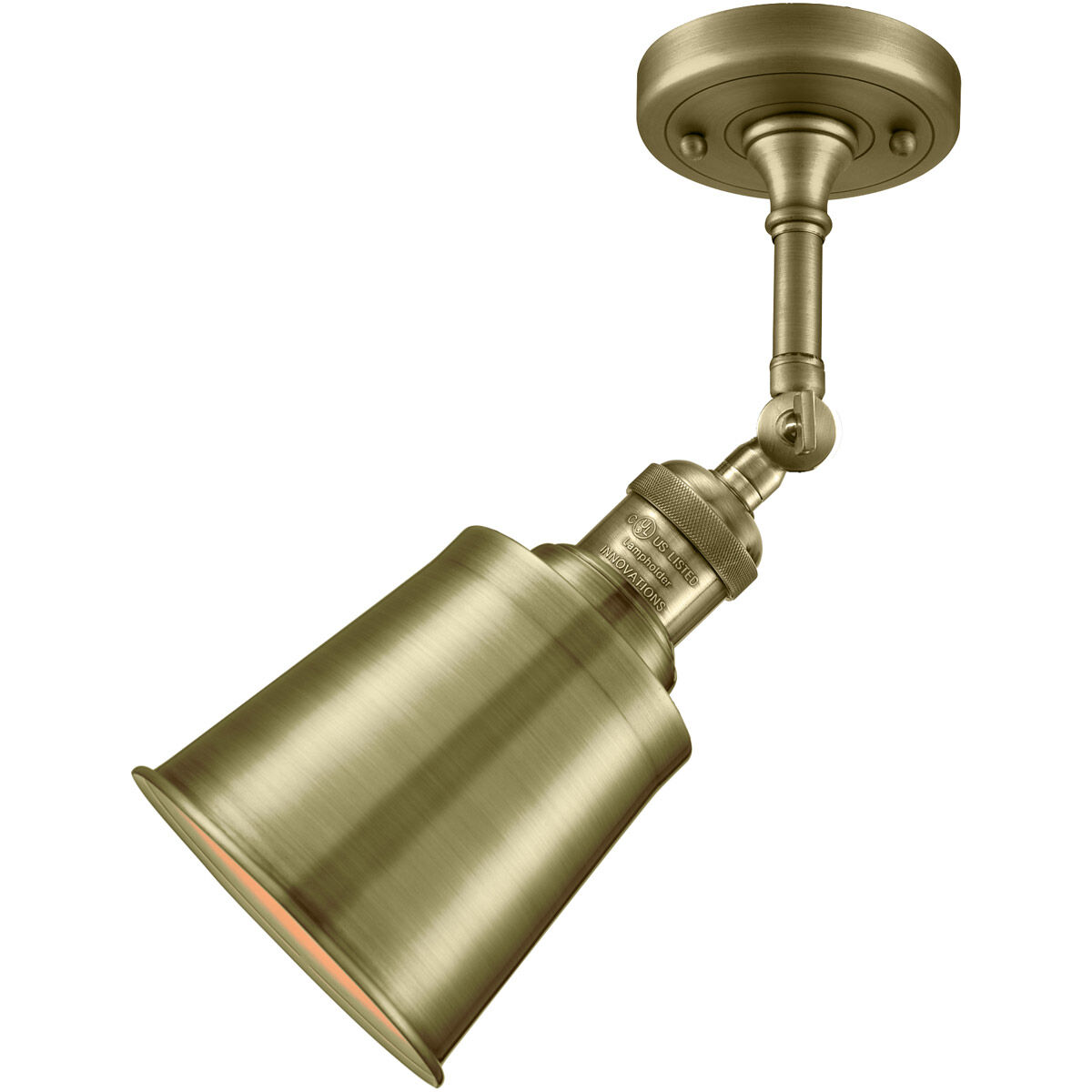 Franklin Restoration Addison LED 5 inch Antique Brass Semi-Flush Mount Ceiling Light, Franklin Restoration