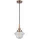 Oxford 1 Light 7.25 inch Antique Copper Mini Pendant Ceiling Light in Seedy Glass