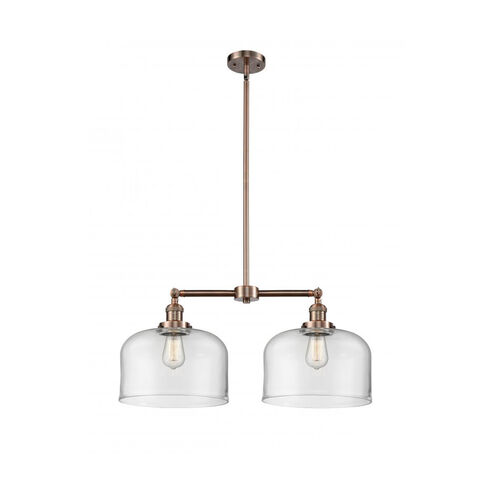 Franklin Restoration X-Large Bell LED 21 inch Antique Copper Chandelier Ceiling Light in Clear Glass, Franklin Restoration