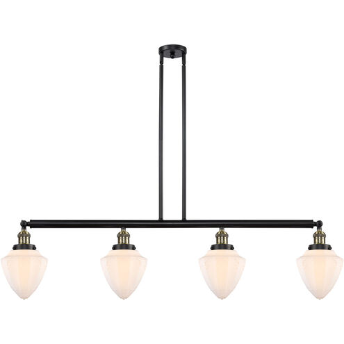 Franklin Restoration Bullet 4 Light 50 inch Black Antique Brass Island Light Ceiling Light in Matte White Glass
