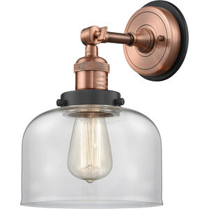 Franklin Restoration Large Bell 1 Light 8 inch Antique Copper Sconce Wall Light in Clear Glass
