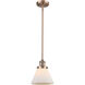 Franklin Restoration Cone LED 8 inch Antique Copper Mini Pendant Ceiling Light in Matte White, Franklin Restoration