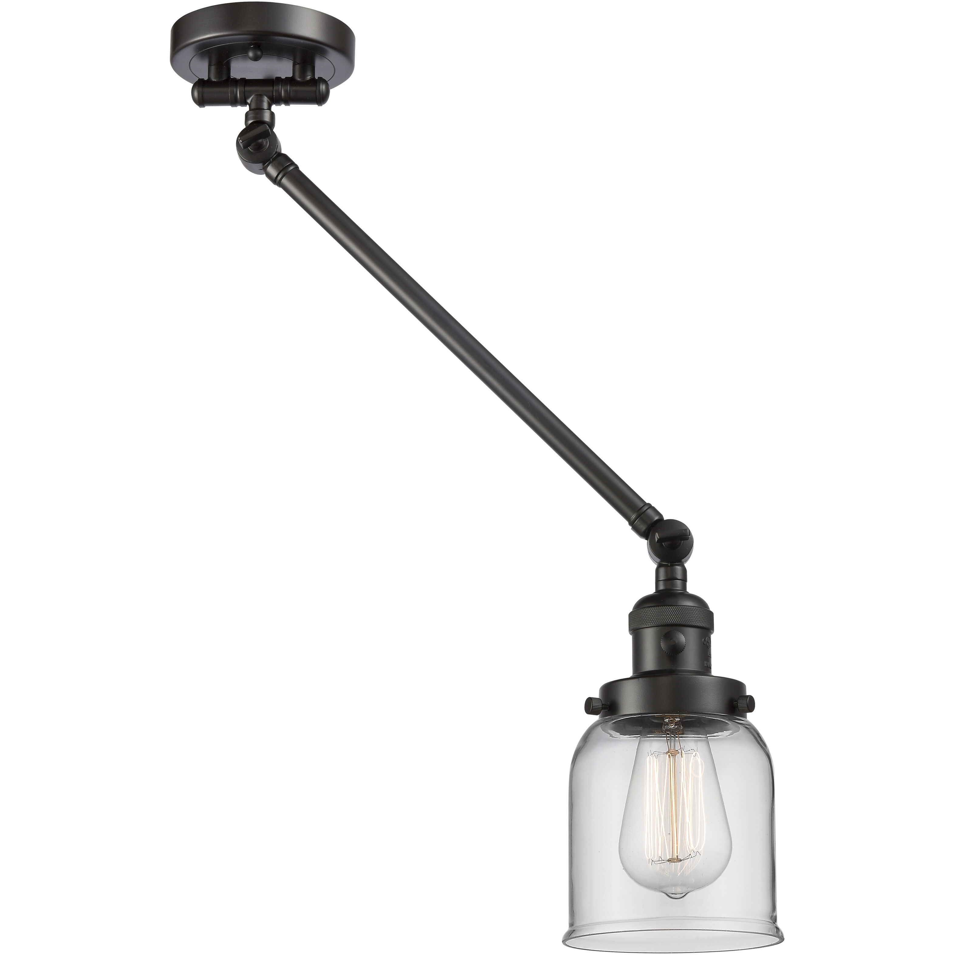 Small Bell 21 inch 60.00 watt Oil Rubbed Bronze Swing Arm Wall Light, Franklin Restoration