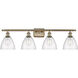 Ballston Ballston Dome 4 Light 38 inch Antique Brass Bath Vanity Light Wall Light in Seedy Glass