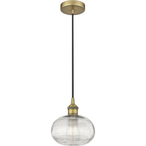 Edison Ithaca 1 Light 8 inch Brushed Brass Cord Hung Mini Pendant Ceiling Light