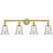 Hanover 4 Light 33.25 inch Satin Gold Bath Vanity Light Wall Light in Fishnet