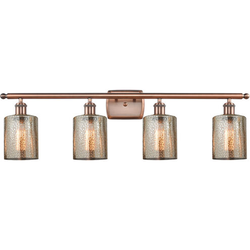 Ballston Cobbleskill 4 Light 36 inch Antique Copper Bath Vanity Light Wall Light in Mercury Glass, Ballston