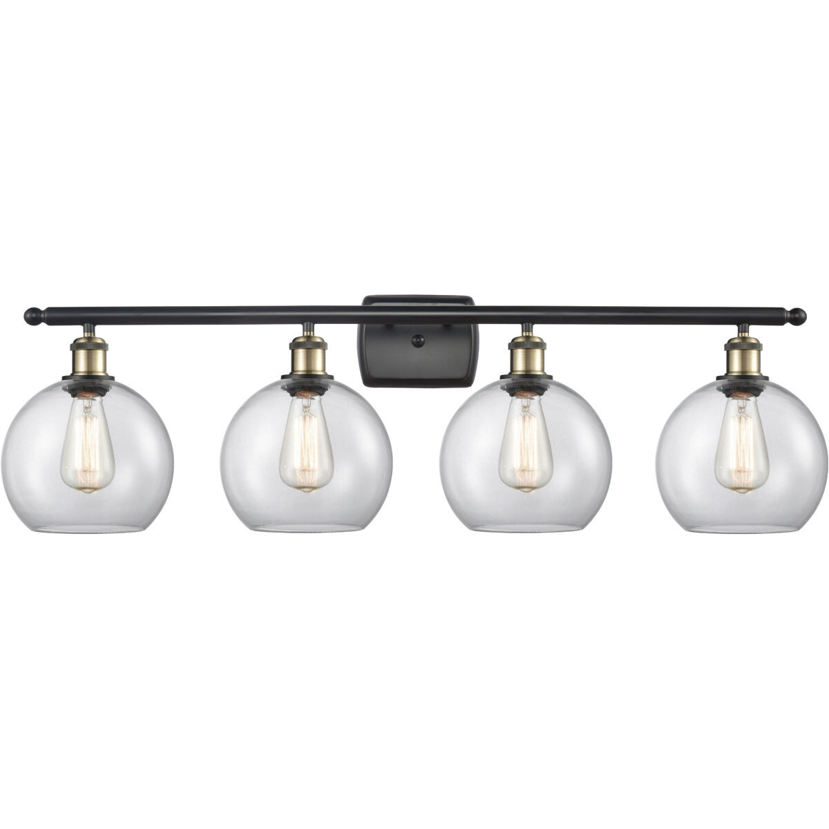 Ballston Athens LED 36 inch Black Antique Brass Bath Vanity Light Wall Light in Clear Glass, Ballston