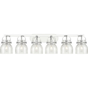 Pilaster II Bell 6 Light 45.5 inch Polished Chrome Bath Vanity Light Wall Light in Seedy Glass