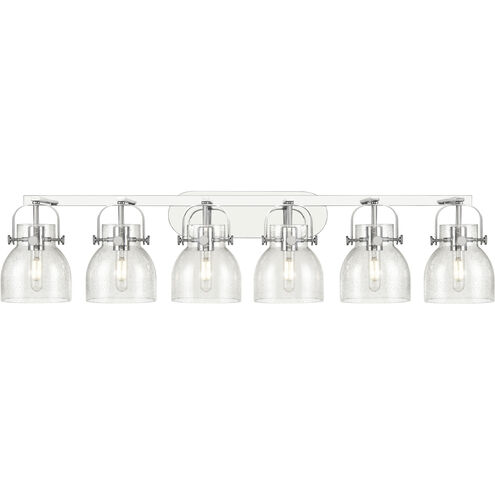 Pilaster II Bell 6 Light 45.5 inch Polished Chrome Bath Vanity Light Wall Light in Seedy Glass