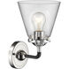 Nouveau Small Cone LED 6 inch Black Polished Nickel Sconce Wall Light in Clear Glass, Nouveau