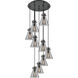 Newton Cone 9 Light 22.13 inch Matte Black Multi Pendant Ceiling Light in Light Smoke Glass