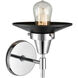 Caden 1 Light 8 inch Polished Chrome Sconce Wall Light in Matte Black