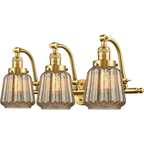 Franklin Restoration Chatham LED 28 inch Satin Gold Bath Vanity Light Wall Light in Mercury Glass, Franklin Restoration