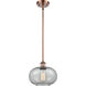 Ballston Gorham LED 10 inch Antique Copper Pendant Ceiling Light in Charcoal Glass, Ballston