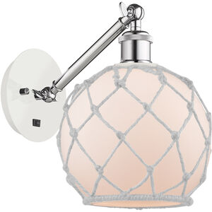 Ballston Farmhouse Rope 1 Light 8 inch White and Polished Chrome Sconce Wall Light