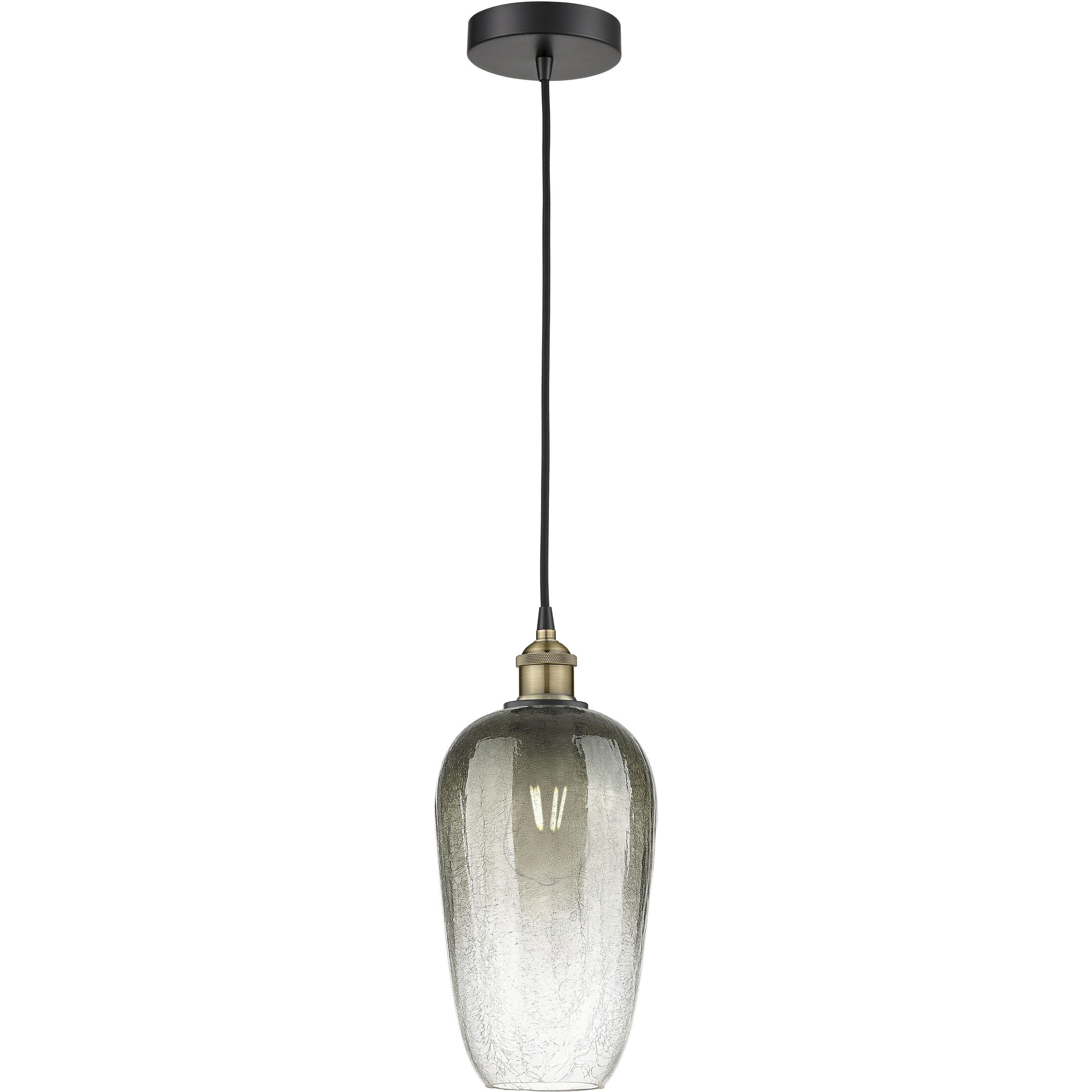 Edison Brookhaven Flute 1 Light 7 inch Black Antique Brass Mini Pendant Ceiling Light in Slate Glass