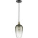 Edison Brookhaven Flute 1 Light 7 inch Black Antique Brass Mini Pendant Ceiling Light in Slate Glass