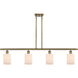 Ballston Hadley 4 Light 48 inch Antique Brass Island Light Ceiling Light in Matte White Glass, Ballston
