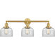 Franklin Restoration Large Bell LED 32 inch Satin Gold Bath Vanity Light Wall Light in Clear Glass, Franklin Restoration