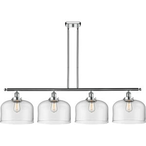 Ballston X-Large Bell 4 Light 48 inch White and Polished Chrome Island Light Ceiling Light in Clear Glass