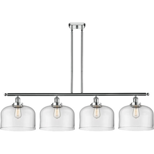 Ballston X-Large Bell 4 Light 48 inch White and Polished Chrome Island Light Ceiling Light in Clear Glass
