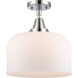 Franklin Restoration X-Large Bell 1 Light 12 inch Polished Chrome Flush Mount Ceiling Light in Matte White Glass