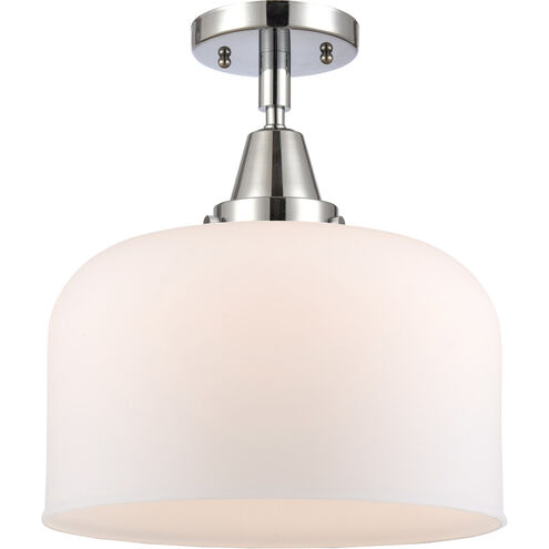 Franklin Restoration X-Large Bell 1 Light 12 inch Polished Chrome Flush Mount Ceiling Light in Matte White Glass