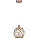 Edison Farmhouse Rope LED 8 inch Antique Copper Mini Pendant Ceiling Light