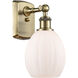 Ballston Eaton LED 6 inch Antique Brass Sconce Wall Light in Matte White Glass, Ballston