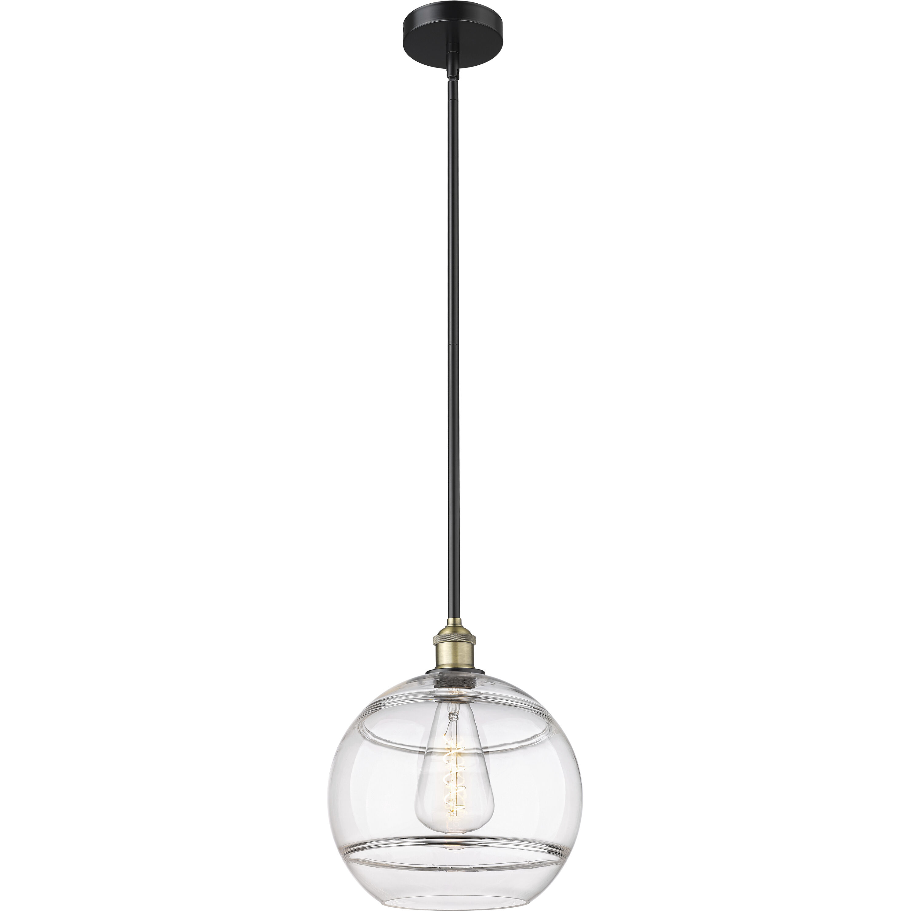 Edison Rochester 1 Light 12 inch Black Antique Brass Stem Hung Mini Pendant Ceiling Light
