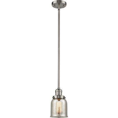 Franklin Restoration Small Bell LED 5 inch Brushed Satin Nickel Mini Pendant Ceiling Light in Silver Plated Mercury Glass, Franklin Restoration