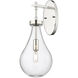 Downtown Urban Owego Armed Sconce Wall Light in Polished Nickel, Clear