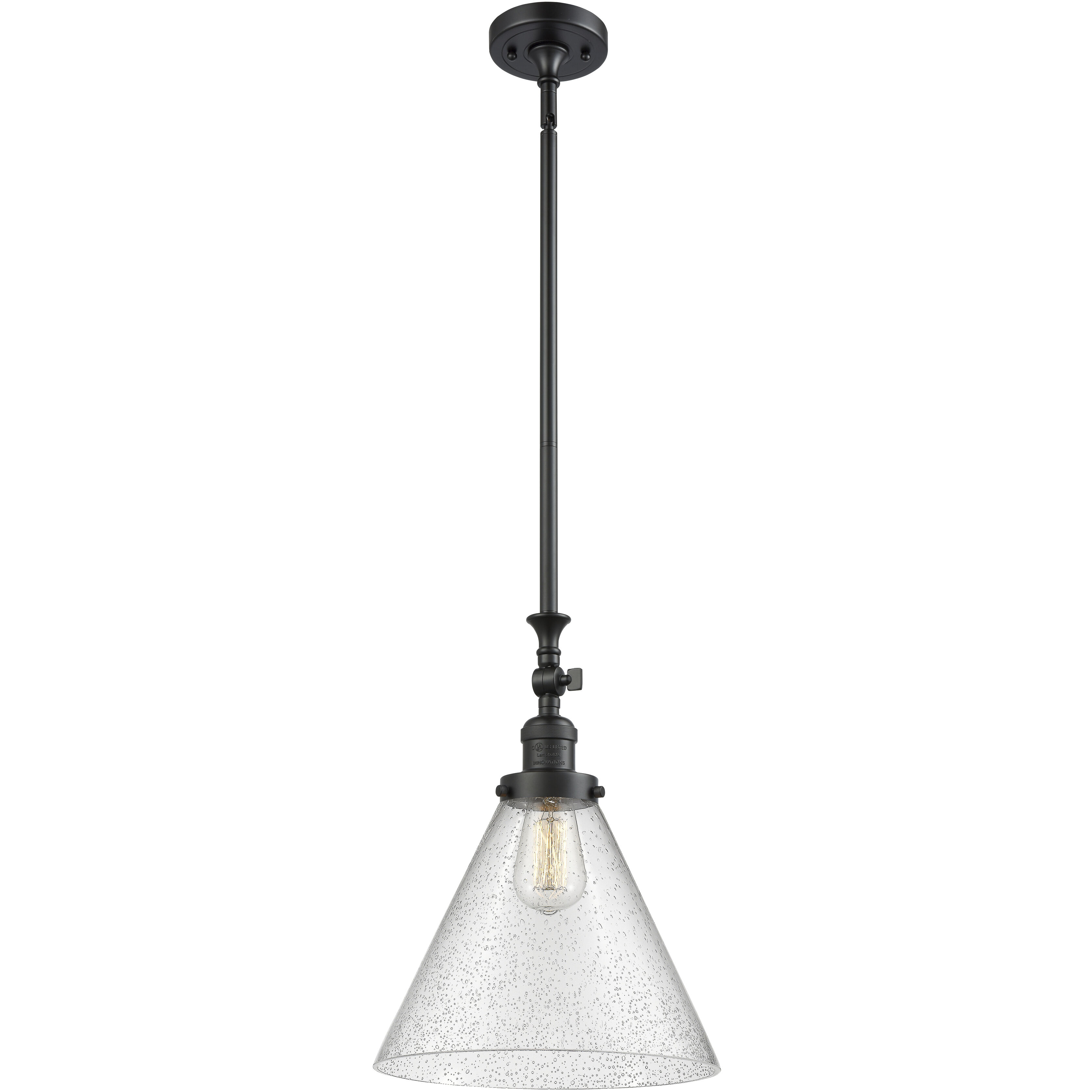 Franklin Restoration Cone LED 12 inch Matte Black Mini Pendant Ceiling Light in Seedy, Franklin Restoration