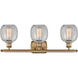 Ballston Belfast 3 Light 26 inch Brushed Brass Bath Vanity Light Wall Light in Clear Crackle Glass, Ballston