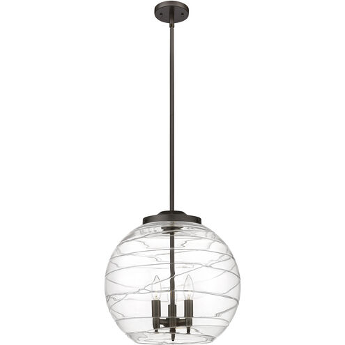 Ballston Athens Deco Swirl LED 15.75 inch Oil Rubbed Bronze Statement Pendant Ceiling Light in Clear Deco Swirl