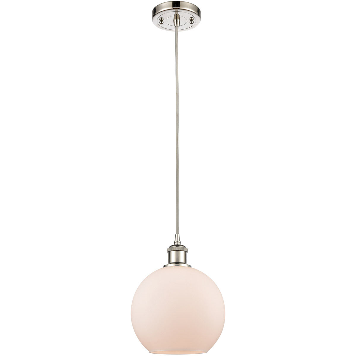 Ballston Athens 1 Light 8 inch Polished Nickel Mini Pendant Ceiling Light in Matte White Glass, Ballston