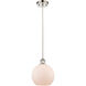 Ballston Athens 1 Light 8 inch Polished Nickel Mini Pendant Ceiling Light in Matte White Glass, Ballston