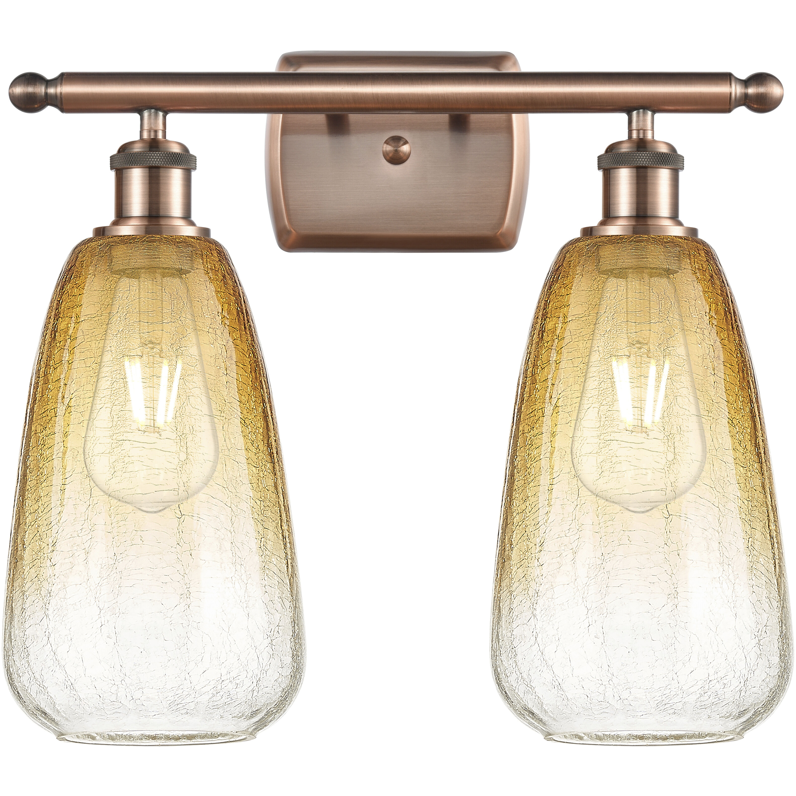 Ballston Brookhaven Almond 2 Light 16 inch Antique Copper Bath Vanity Light Wall Light in Amber Glass