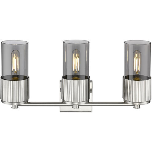 Bolivar 3 Light 20.5 inch Satin Nickel Bath Vanity Light Wall Light in Plated Smoke Glass