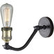 Franklin Restoration Large Cone 1 Light 8 inch Black Antique Brass Sconce Wall Light in Matte White Glass, Franklin Restoration