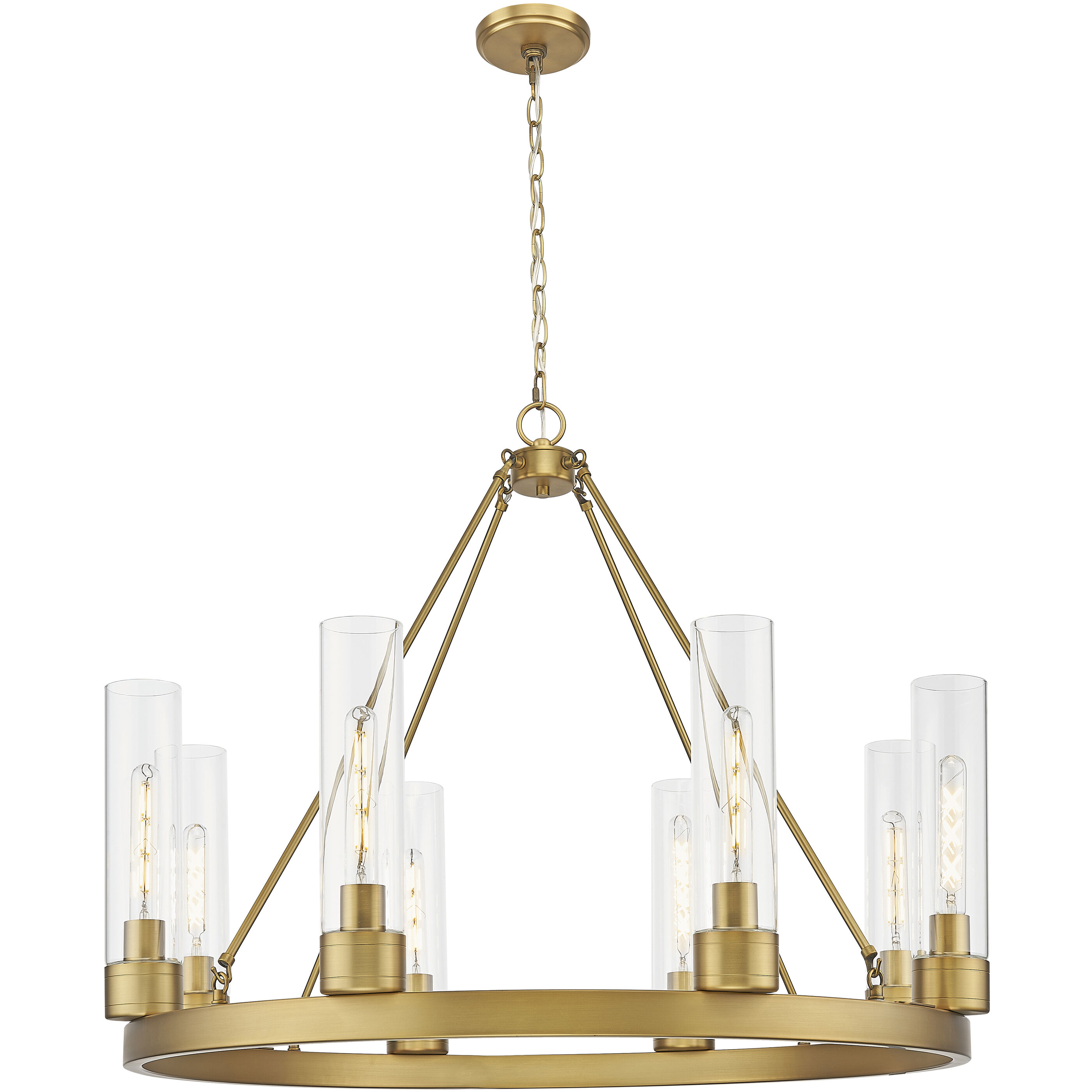 Boreas 8 Light 36 inch Brushed Brass Chandelier Ceiling Light in Clear Glass