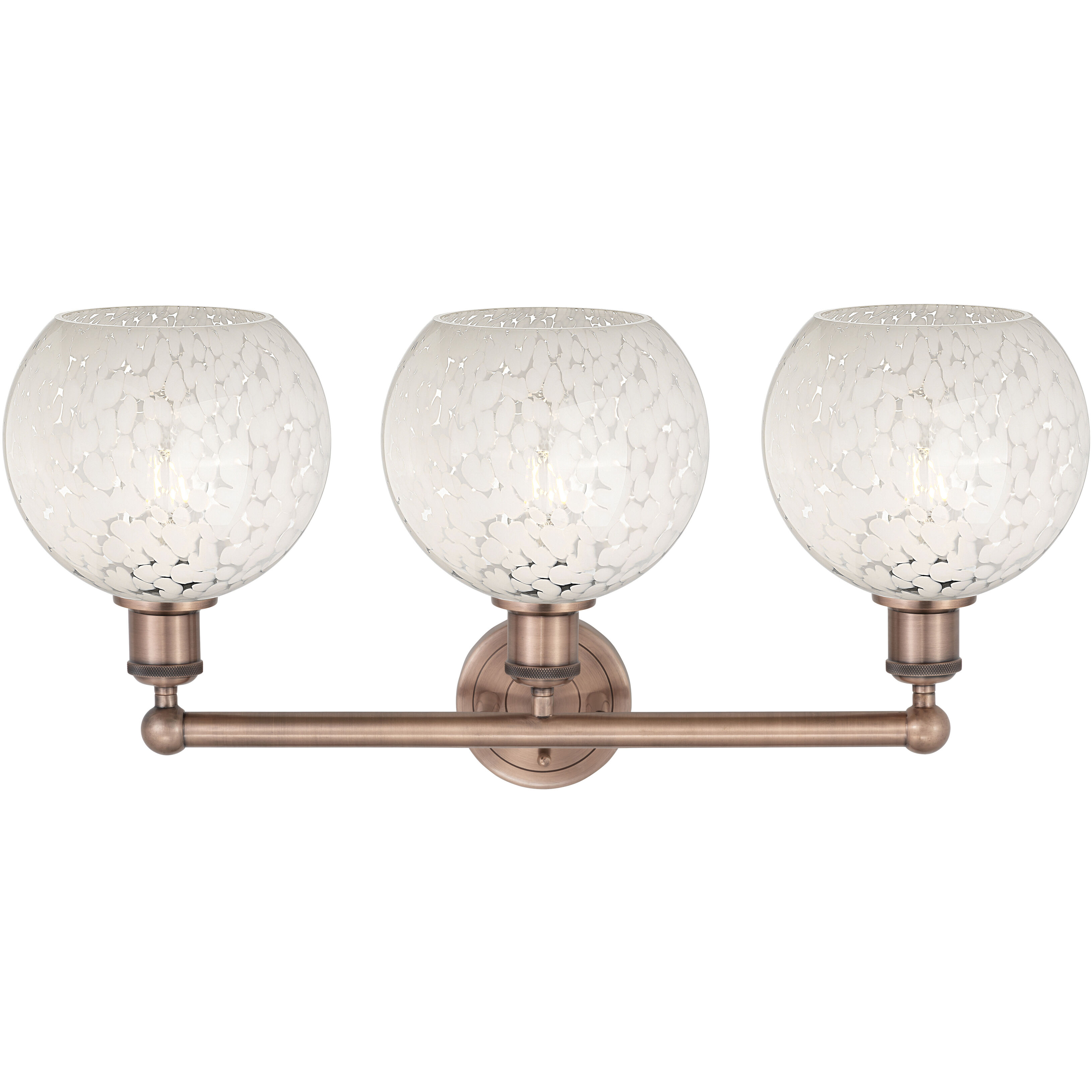 Edison White Mouchette 3 Light 26 inch Antique Copper Bath Vanity Light Wall Light