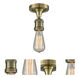 Franklin Restoration Bare Bulb 1 Light 5 inch Antique Brass Semi-Flush Mount Ceiling Light