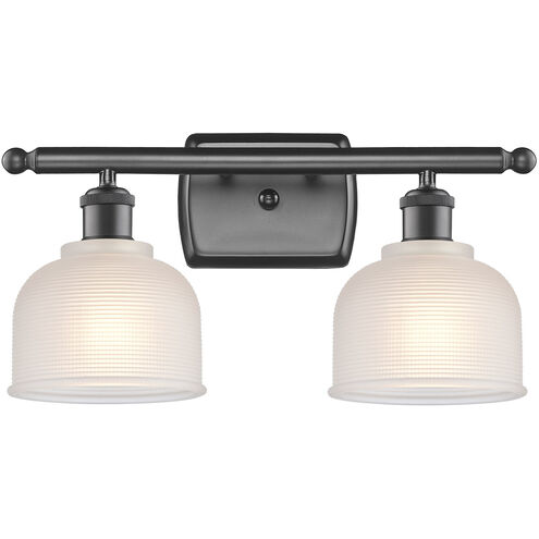 Ballston Dayton 2 Light 16 inch Oil Rubbed Bronze Bath Vanity Light Wall Light in White Glass, Ballston