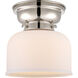 Aditi Large Bell 1 Light 8 inch Polished Nickel Flush Mount Ceiling Light in Matte White Glass, Aditi