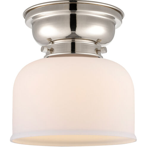Aditi Large Bell 1 Light 8 inch Polished Nickel Flush Mount Ceiling Light in Matte White Glass, Aditi