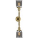 Franklin Restoration Small Bell 2 Light 16 inch Brushed Brass Bath Vanity Light Wall Light in Plated Smoke Glass, Franklin Restoration