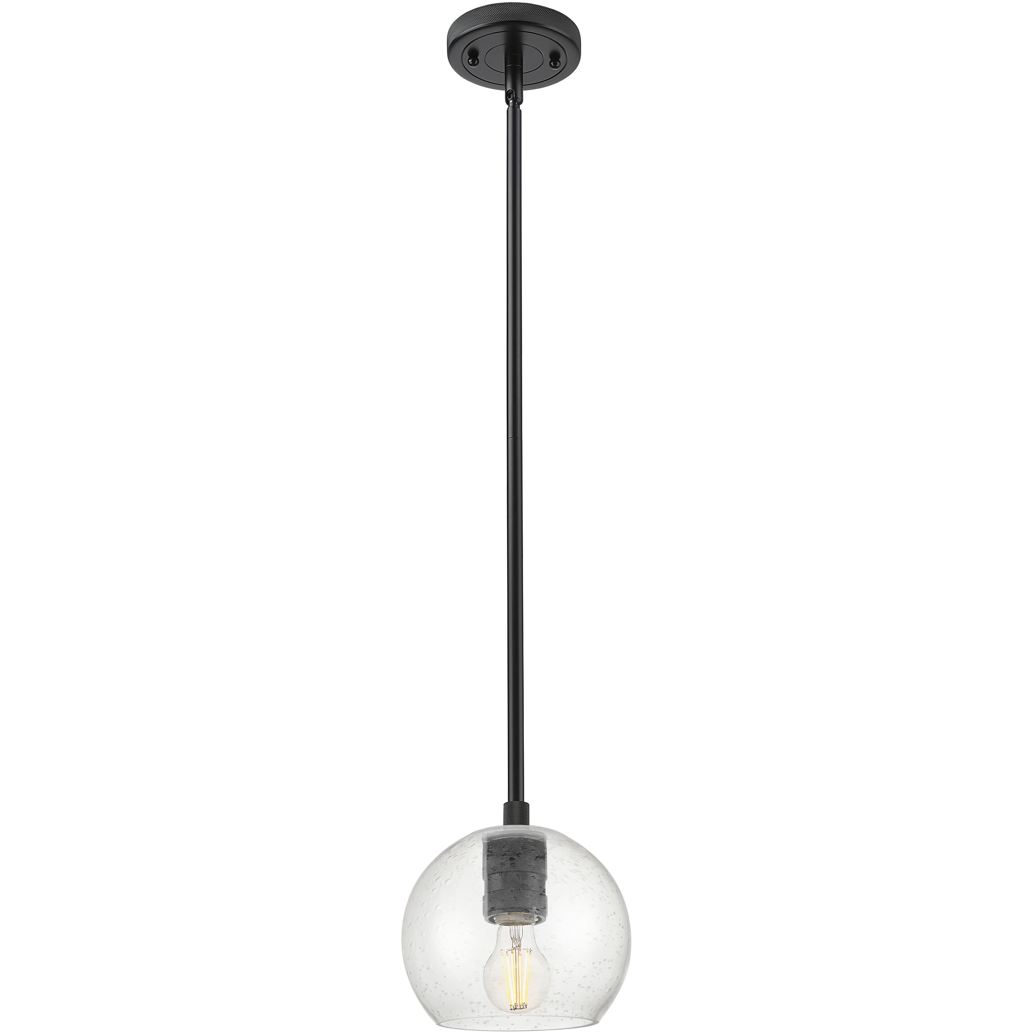 Crown Point 1 Light 5.88 inch Matte Black Pendant Ceiling Light in Seedy Glass